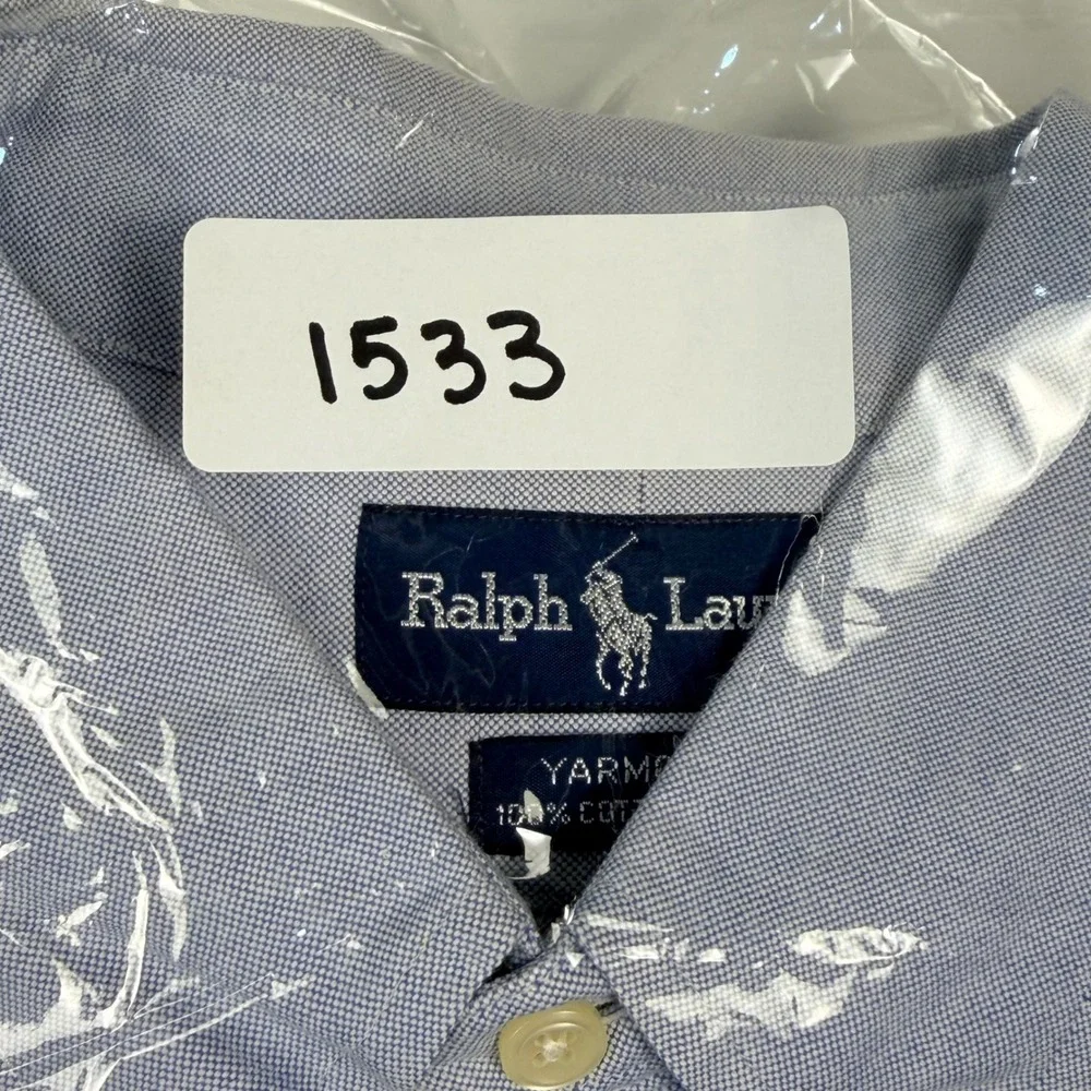 Polo Ralph Lauren Shirt Men 17.5 XL Blue Yarmouth Cotton Oxford Button Down Pony
